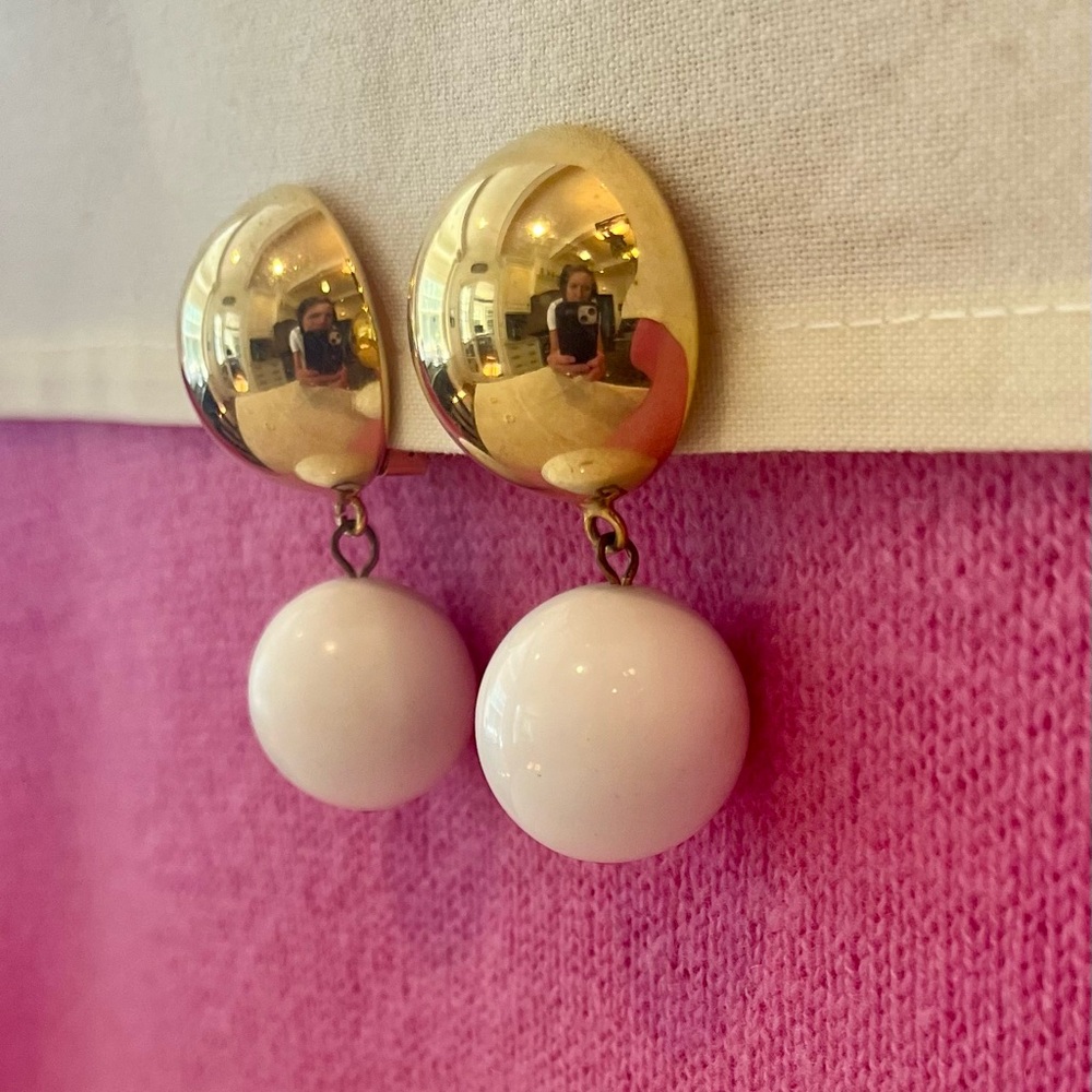 Vintage Gold and White Statement Earrings - Picture 11 of 16